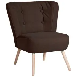 Sessel in Flachgewebe, Leinenoptik Dunkelbraun