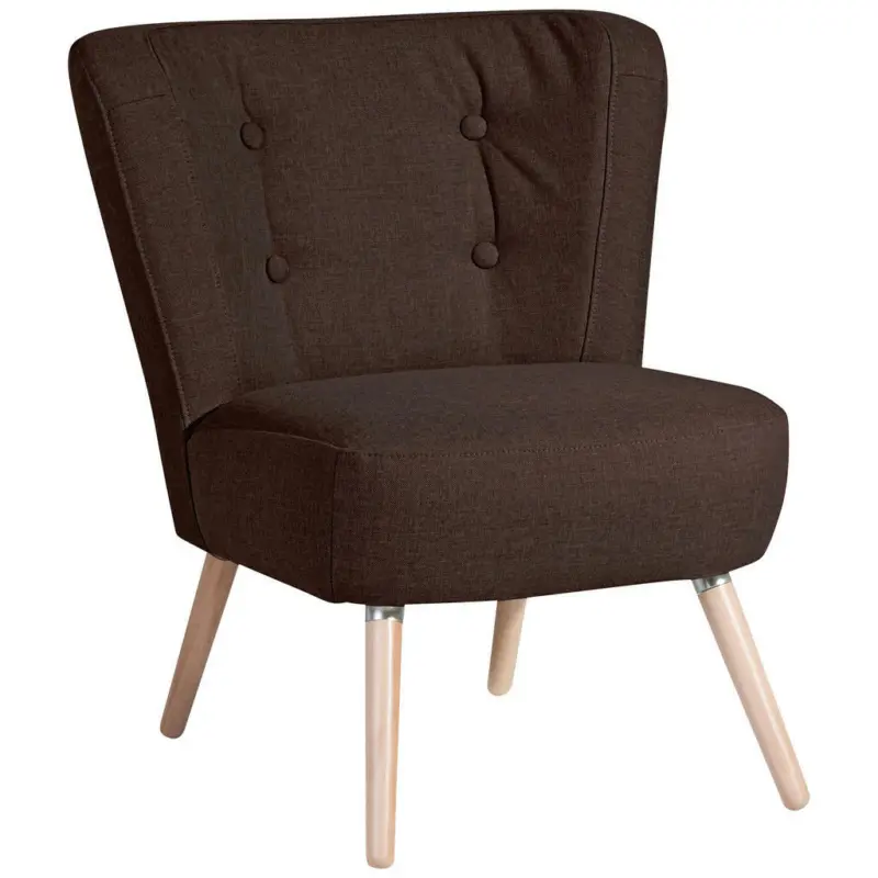 Sessel in Flachgewebe, Leinenoptik Dunkelbraun