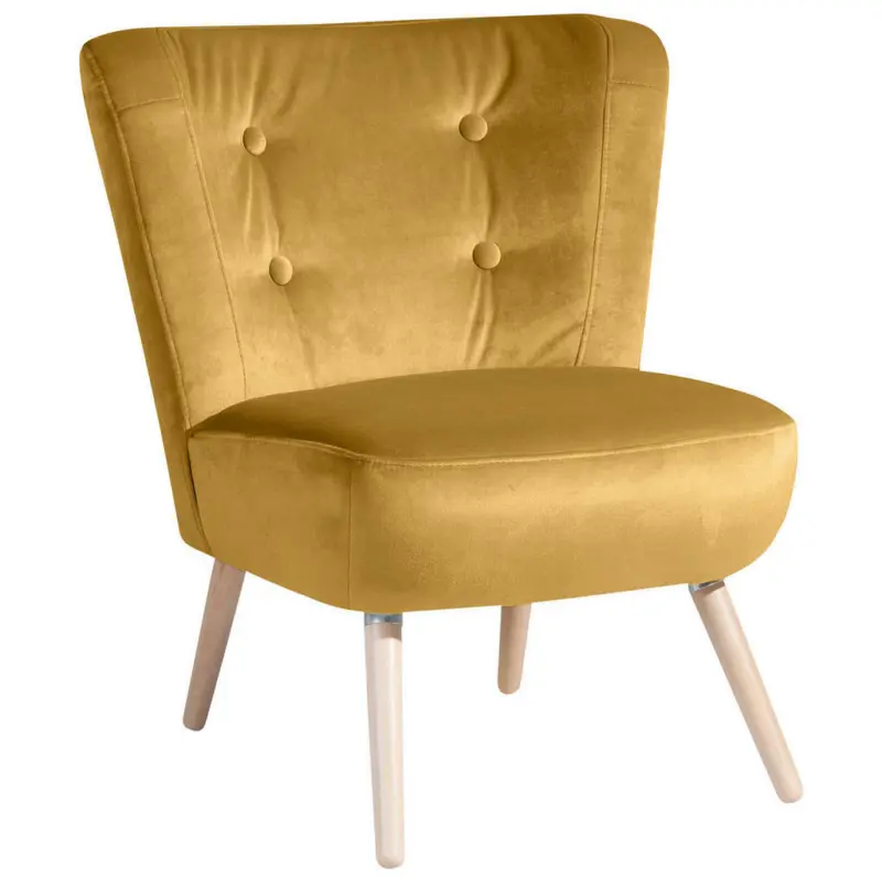 Sessel in Samt, Velours Gelb