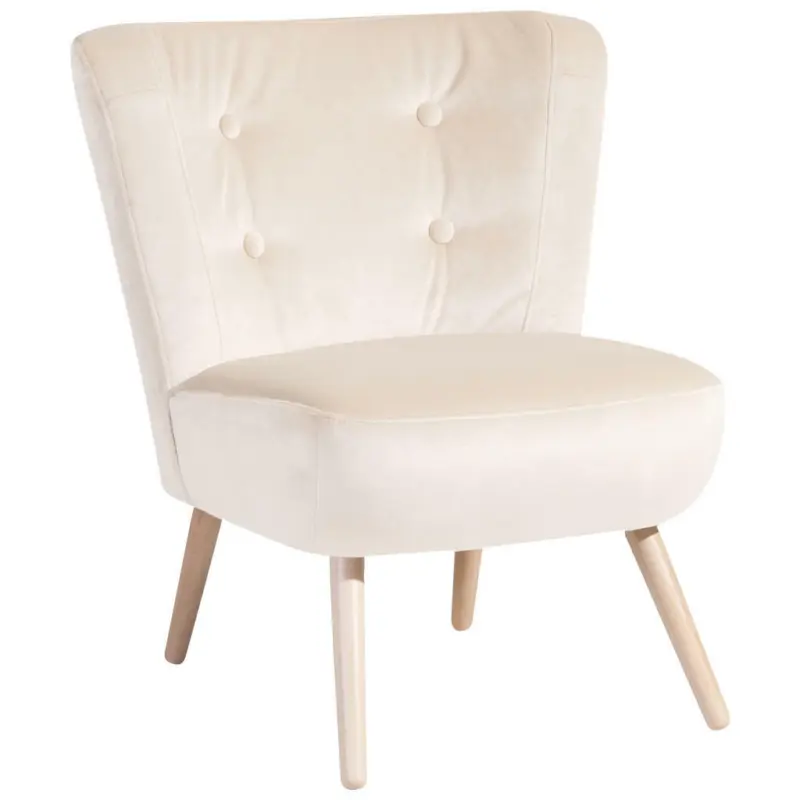 Sessel in Samt, Velours Creme