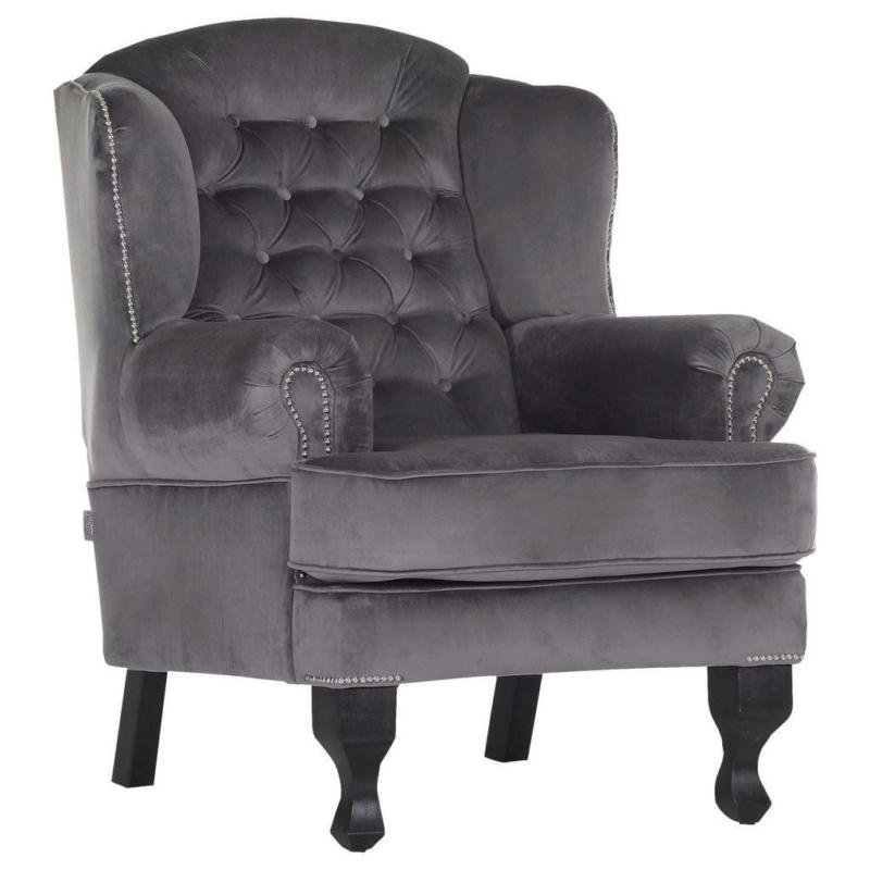 Chesterfield-Sessel in Flachgewebe Grau