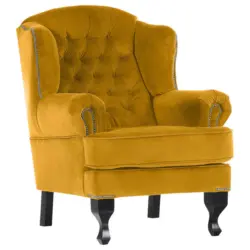 Chesterfield-Sessel in Flachgewebe Gelb