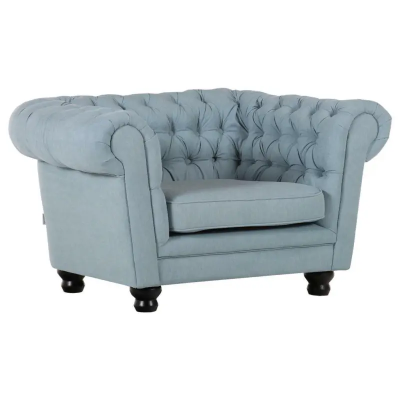 Chesterfield-Sessel in Flachgewebe Hellblau