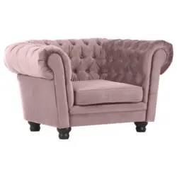 Chesterfield-Sessel in Flachgewebe Rosa