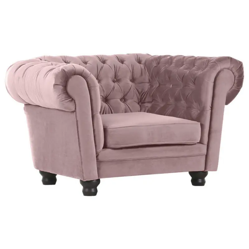 Chesterfield-Sessel in Flachgewebe Rosa