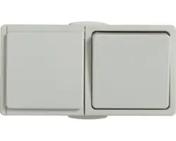 Kombination Steckdose und Wechselschalter Feuchtraum-Aufputz IP44 polarweiß