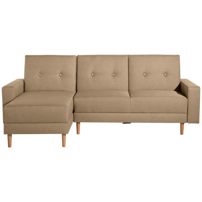 Eckschlafsofa in Flachgewebe Sandfarben