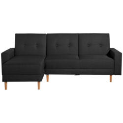 Eckschlafsofa in Flachgewebe Schwarz