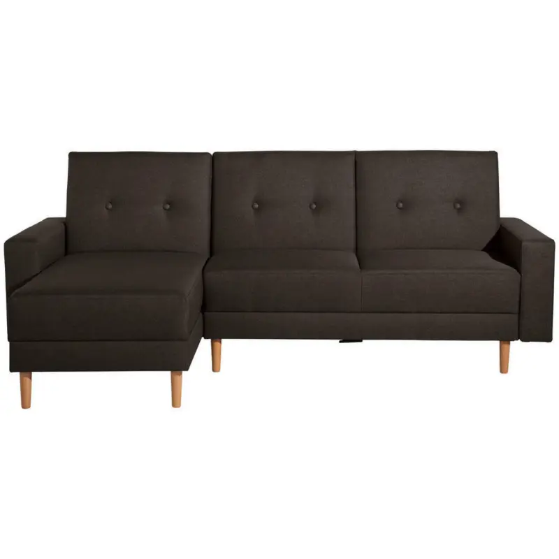 Eckschlafsofa in Flachgewebe Dunkelbraun