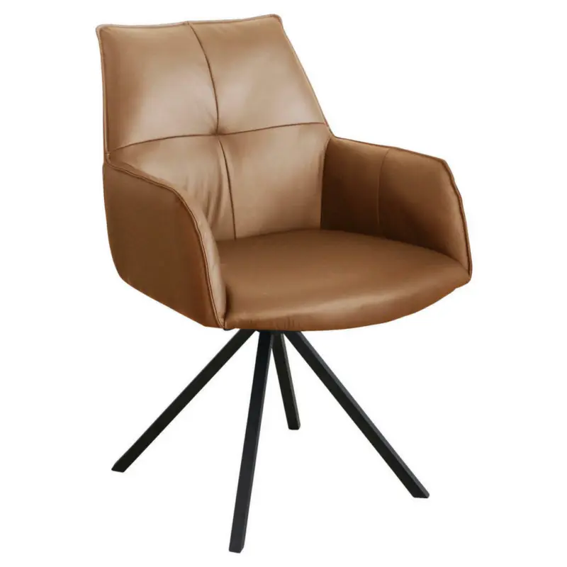 Armlehnstuhl in Eisen Echtleder pigmentiert