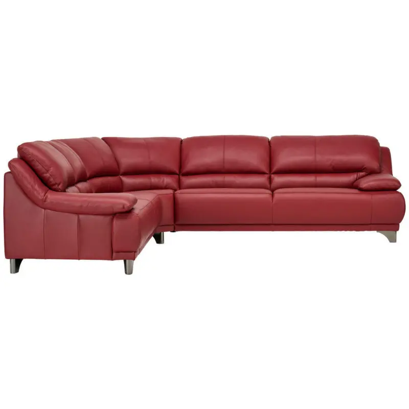 Ecksofa in Echtleder Rot