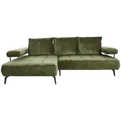 Ecksofa in Webstoff Olivgr&uuml;n