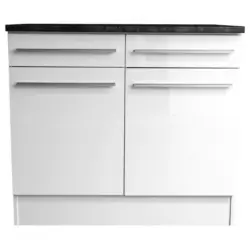 Schubkastenunterschrank 100/90/60 cm in Weiß, Weiß Hochglanz