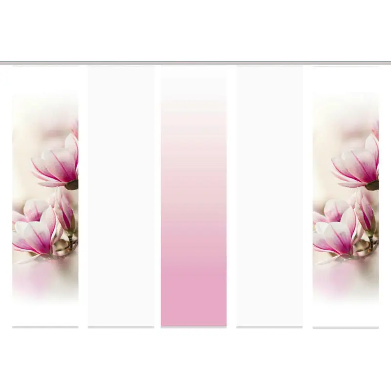 Flächenvorhang Magnene, 5-Tlg. in Rosa blickdicht