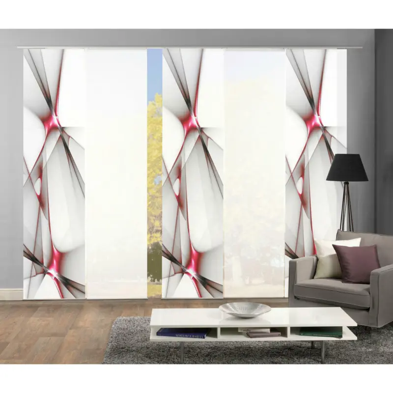 Flächenvorhang Franklin, 5-Tlg in Rot