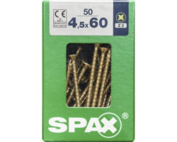 Spax Universalschraube Kreuzschlitz PZ 2, Senkkopf, Holz-Vollgewinde, 4,5x60 mm, 50 Stück