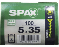 Spax Universalschraube Kreuzschlitz PZ 2, Senkkopf, Holz-Vollgewinde, 5x35 mm, 100 Stück