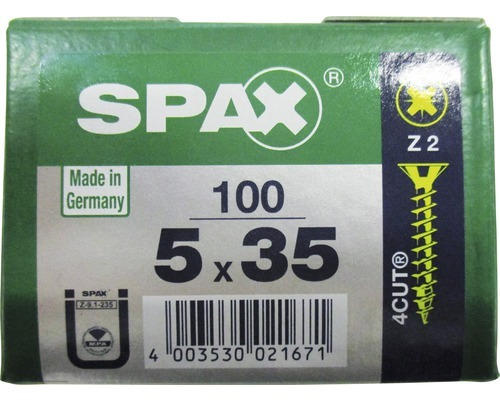 Spax Universalschraube Kreuzschlitz PZ 2, Senkkopf, Holz-Vollgewinde, 5x35 mm, 100 Stück