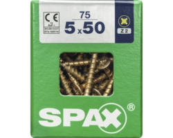 Spax Universalschraube Kreuzschlitz PZ 2, Senkkopf, Holz-Vollgewinde, 5x50 mm, 75 Stück