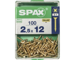 Spax Universalschraube Kreuzschlitz PZ 1, Senkkopf, Holz-Vollgewinde, 2,5x12 mm, 100 Stück