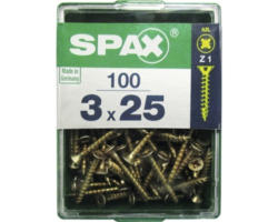 Spax Universalschraube Kreuzschlitz PZ 1, Senkkopf, Holz-Vollgewinde, 3x25 mm, 100 Stück