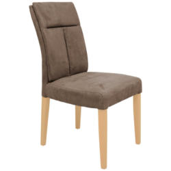 Stuhl in Holz, Textil Taupe, Buchefarben