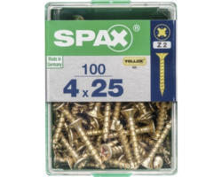 Spax Universalschraube Kreuzschlitz PZ 2, Senkkopf, Holz-Vollgewinde, 4x25 mm, 100 Stück