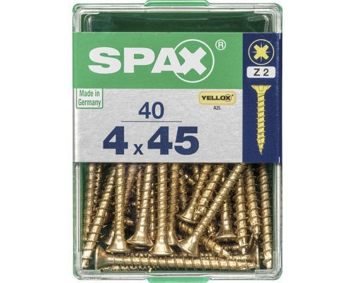 Spax Universalschraube Kreuzschlitz PZ 2, Senkkopf, Holz-Vollgewinde, 4x45 mm, 40 Stück