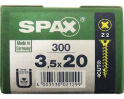 Spax Universalschraube Kreuzschlitz PZ 2, Senkkopf, Holz-Vollgewinde, 3,5x20 mm, 300 Stück