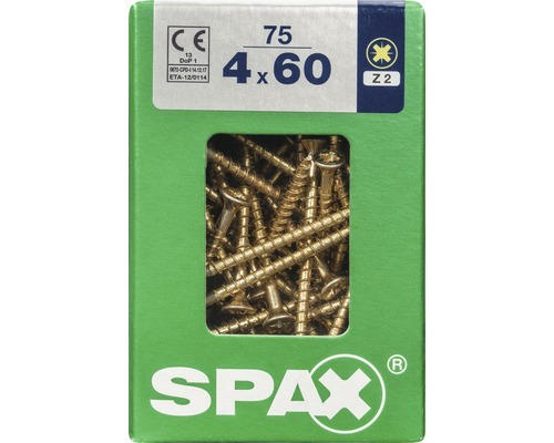 Spax Universalschraube Kreuzschlitz PZ 2, Senkkopf, Holz-Vollgewinde, 4x60 mm, 75 Stück