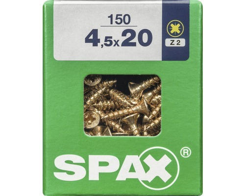 Spax Universalschraube Kreuzschlitz PZ 2, Senkkopf, Holz-Vollgewinde, 4,5x20 mm, 150 Stück