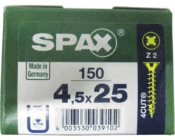 Spax Universalschraube Kreuzschlitz PZ 2, Senkkopf, Holz-Vollgewinde, 4,5x25 mm, 150 Stück