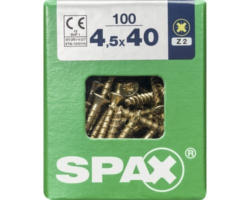 Spax Universalschraube Kreuzschlitz PZ 2, Senkkopf, Holz-Vollgewinde, 4,5x40 mm, 100 Stück