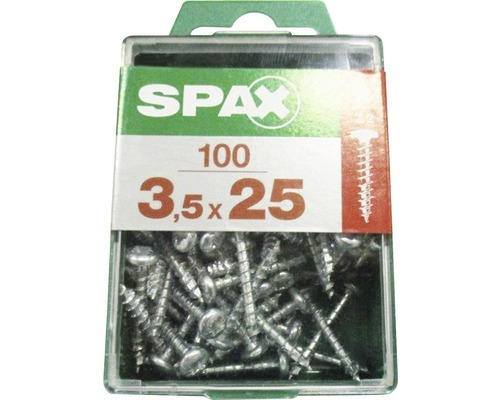 Spax Universalschraube Kreuzschlitz PZ 2, Halbrundkopf, 3,5x25 mm, 100 Stück