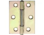 Hornbach Scharnier halbbreit mit vernietetem Messingstift, 51 x 37 mm, Galv. gelb verzinkt