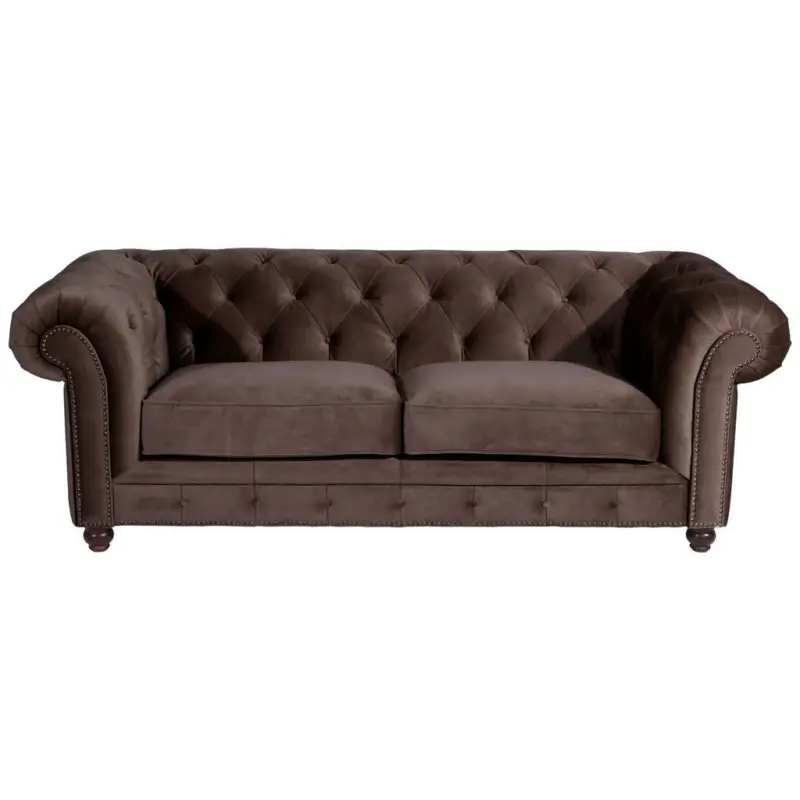 Chesterfield-Sofa in Samt, Velours Braun