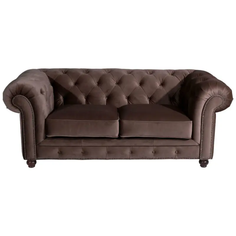 Chesterfield-Sofa in Samt, Velours Braun