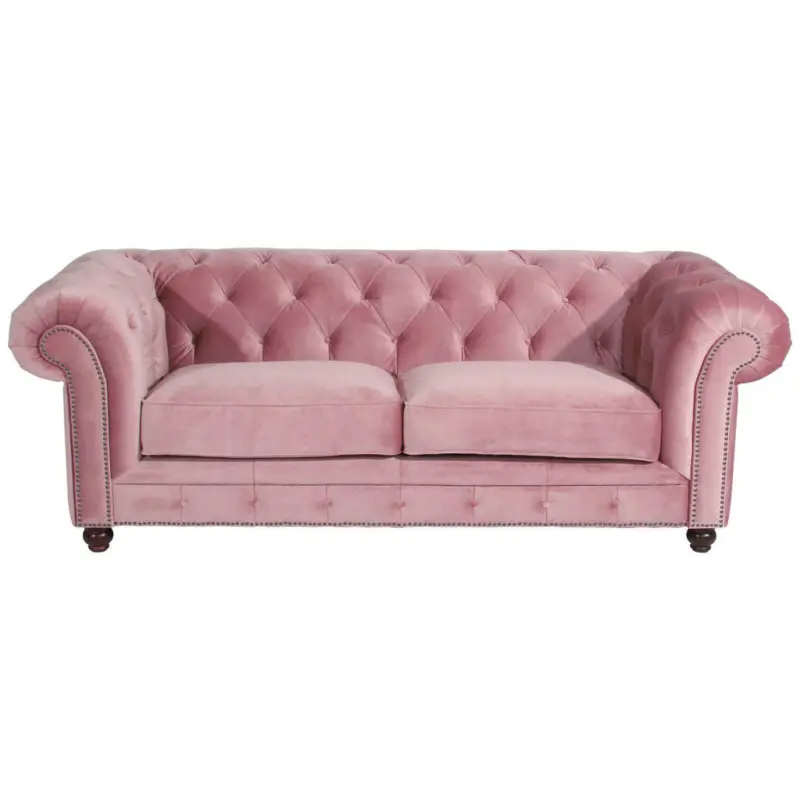 Chesterfield-Sofa in Samt, Velours Rosa