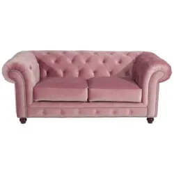 Chesterfield-Sofa in Samt, Velours Rosa