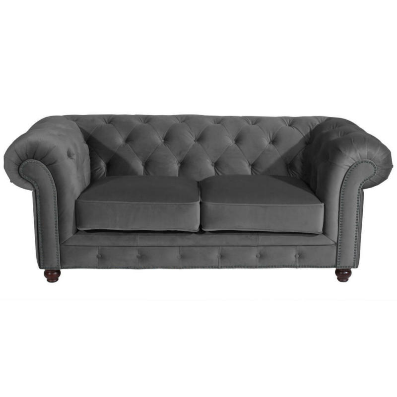 Chesterfield-Sofa in Samt, Velours Anthrazit