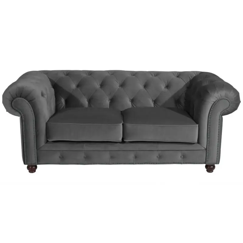 Chesterfield-Sofa in Samt, Velours Anthrazit