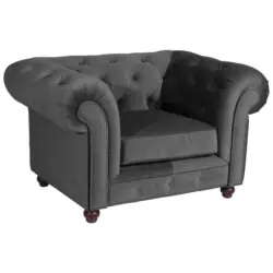 Chesterfield-Sessel in Samt, Velours Anthrazit