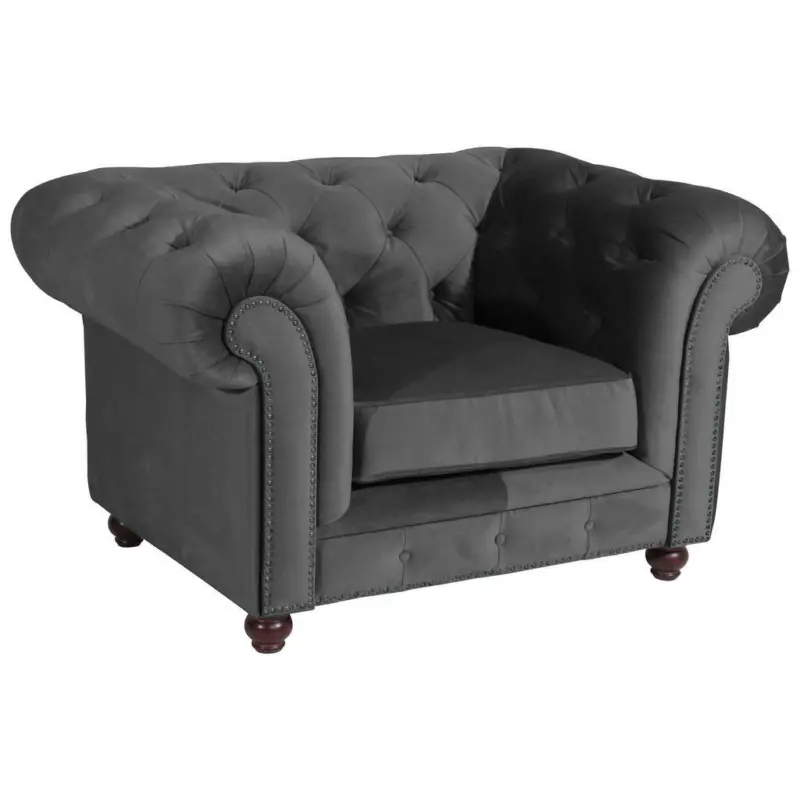 Chesterfield-Sessel in Samt, Velours Anthrazit