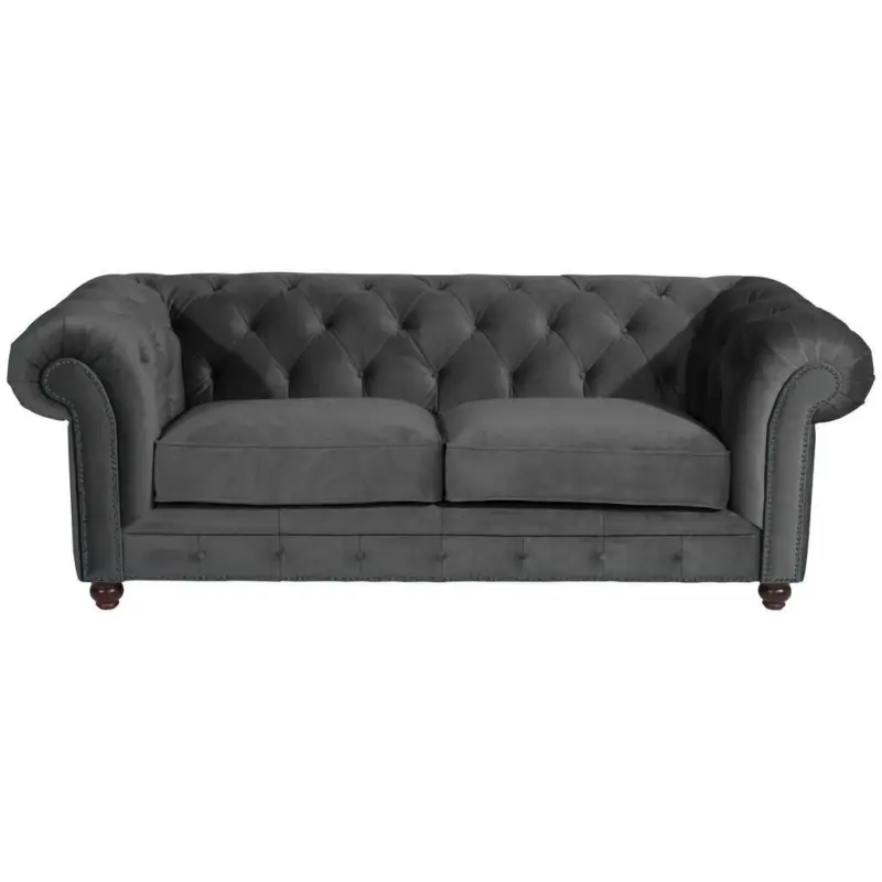 Chesterfield-Sofa in Samt, Velours Anthrazit