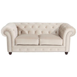 Chesterfield-Sofa in Samt, Velours Creme