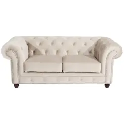 Chesterfield-Sofa in Samt, Velours Creme