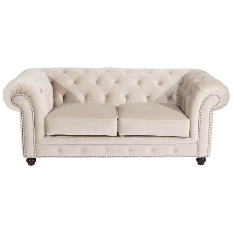 Chesterfield-Sofa in Samt, Velours Creme
