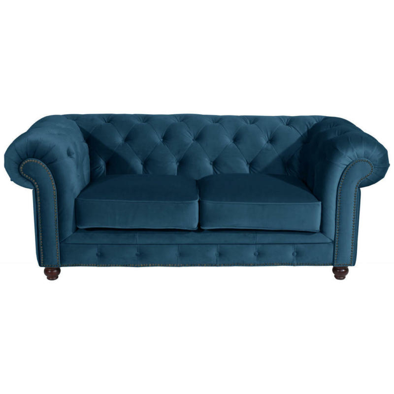 Chesterfield-Sofa in Samt, Velours Petrol