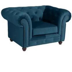 Chesterfield-Sessel in Samt, Velours Petrol