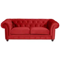 Chesterfield-Sofa in Samt, Velours Rot